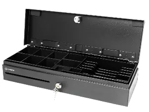 картинка Денежный ящик G-Sense FlipTop-460FT, (6B8C), черный, ШТРИХ, крышка для инкассации от магазина ККМ.ЦЕНТР